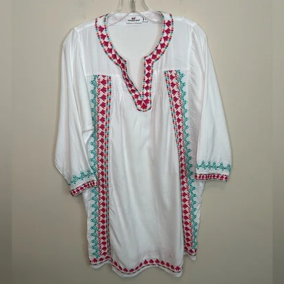 Vineyard Vines Embroidered Tunic Cover Up Size Small - Picture 2 of 13